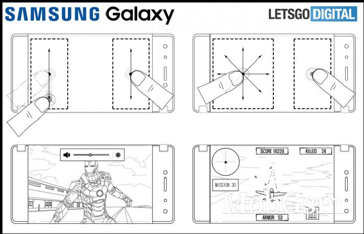 Samsung patents describe gameplay on a foldable dual screen phone