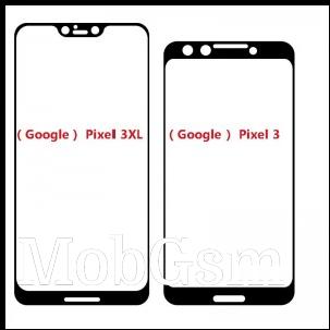 Google Pixel 3 and 3 XL purported screen protectors (left) and schematics based on them (right)