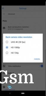 Screenshots from the camera app