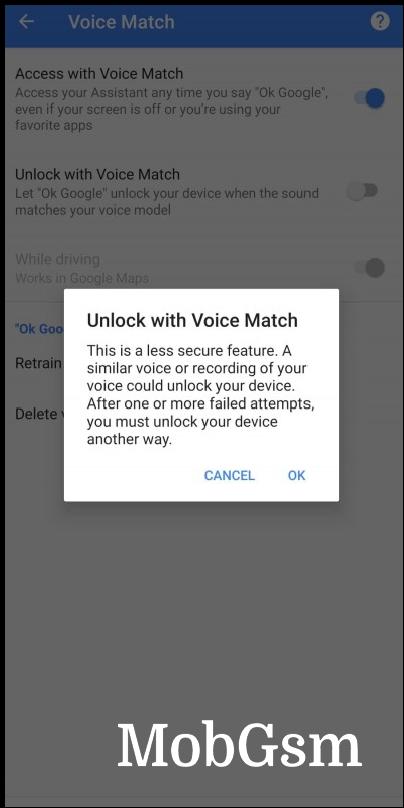 Voice Match used to unlock your phone 