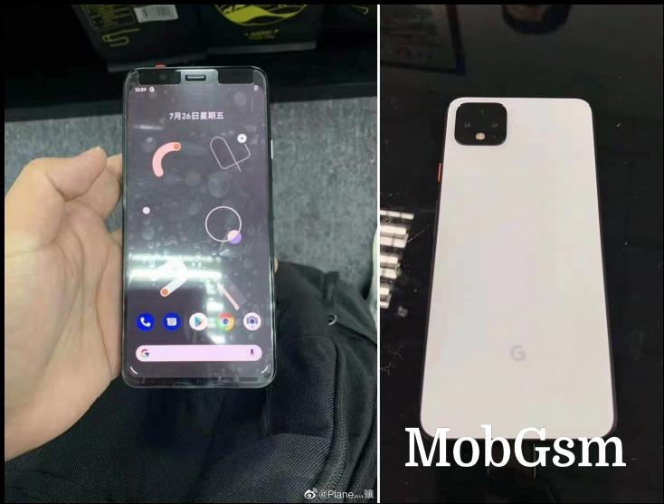 Pixel 4 on left and Pixel 4 XL on right