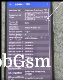 Pixel 4a specs as reported by AIDA64