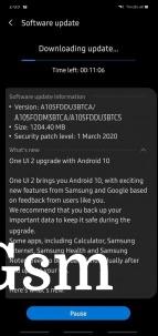 Samsung Galaxy A10 receiving the Android 10 update