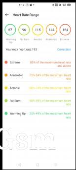 Heart Rate data and maximum heart rate value