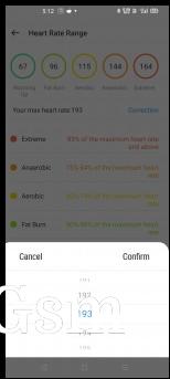 Heart Rate data and maximum heart rate value