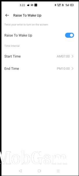 You can select the start and end time for Raise To Wake Up