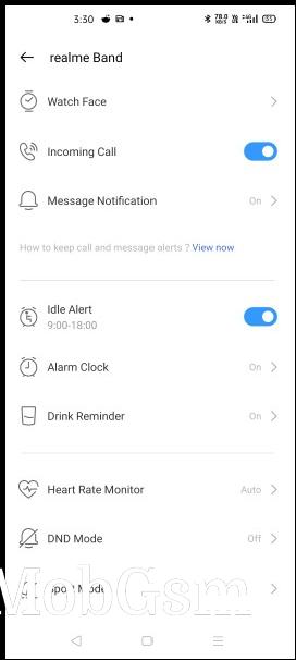 Idle Alert can be enabled from the Realme Link app