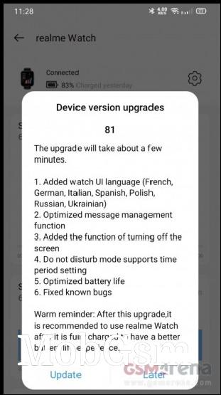 Realme Watch gets improved notification management, battery optimizations with new update