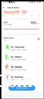 Realme Watch settings in Realme Link app