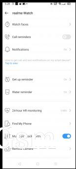 Realme Watch settings in Realme Link app