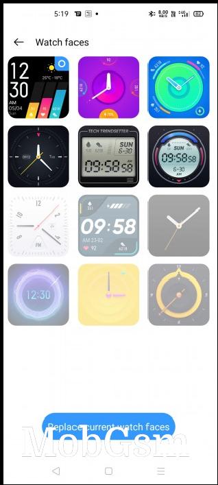 Realme Watch currently supports 12 watch faces