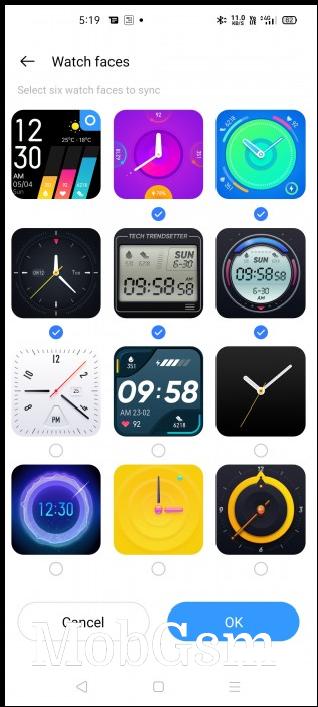 Realme Watch currently supports 12 watch faces
