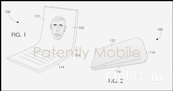 A patent drawing of a foldable Google phone from 2019