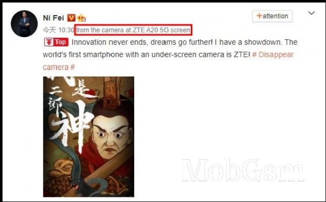 Ni Fei post on Weibo