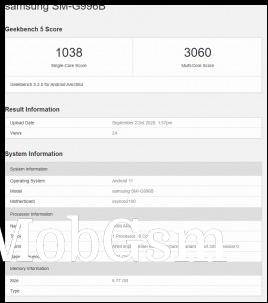 Geekbench 5 result for SM-G966B, presumably the Galaxy S21+