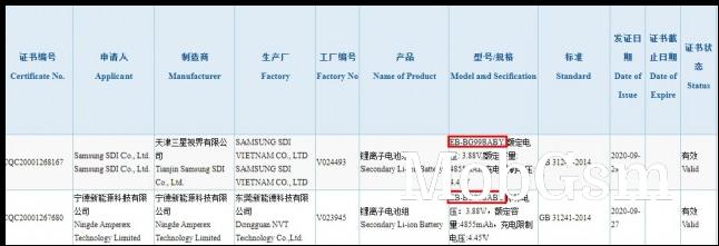 Galaxy S21 Ultra battery listing