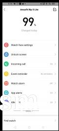 Amazfit Bip S Lite data and settings in Zepp for Android