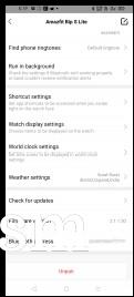 Amazfit Bip S Lite data and settings in Zepp for Android
