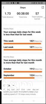 Steps and calories data
