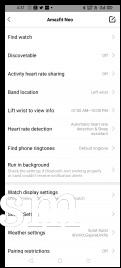 Amazfit Neo data and settings in Amazfit