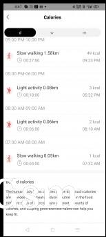 Steps and calories data