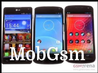 LG Optimus G (left) - Nexus 4 (middle) - Samsung Galaxy Nexus (right)