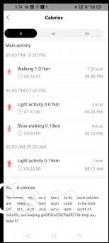 Steps and calories data