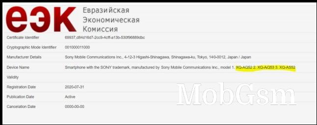 Sony Xperia 10 II Plus listing on EEC