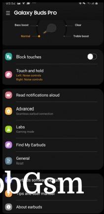 Galaxy Buds Pro features within Galaxy Wearable app