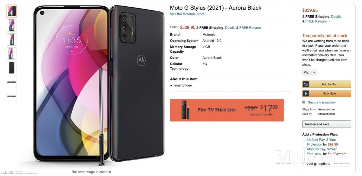 Motorola Moto G Stylus (2021) leaked by Amazon