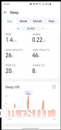 Sample Sleep Tracking session