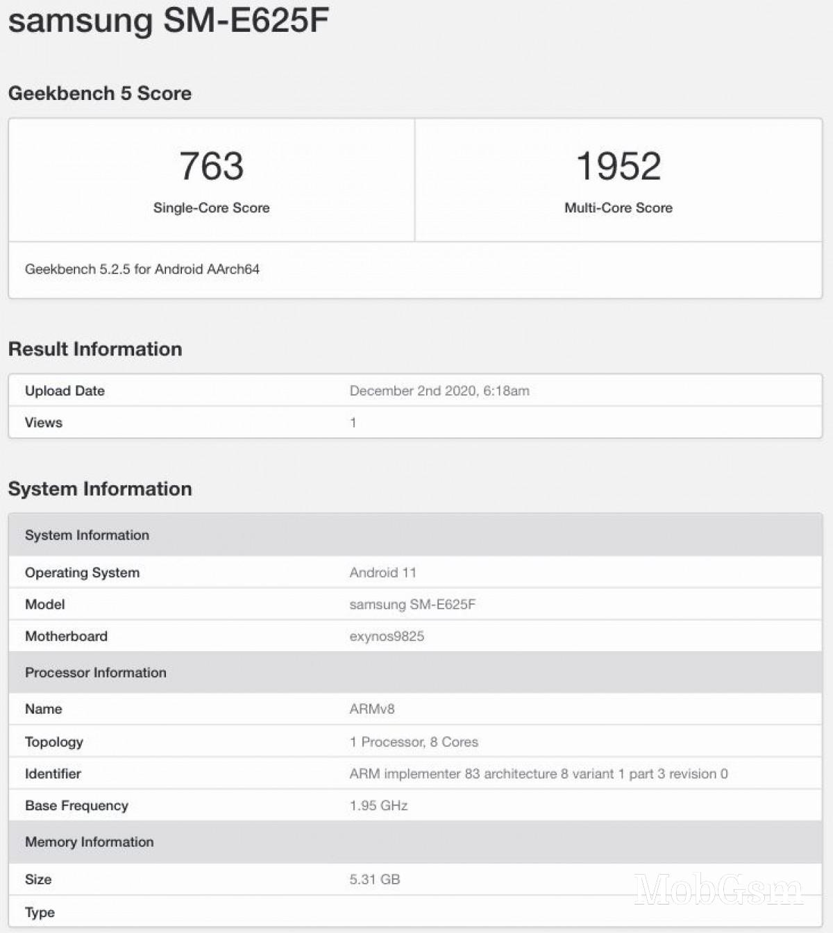 Samsung Galaxy F62 in the works, appears with Exynos 9825 on Geekbench