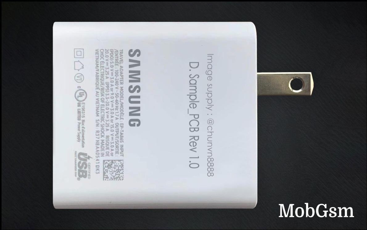 65W USB-C charger for Samsung photographed