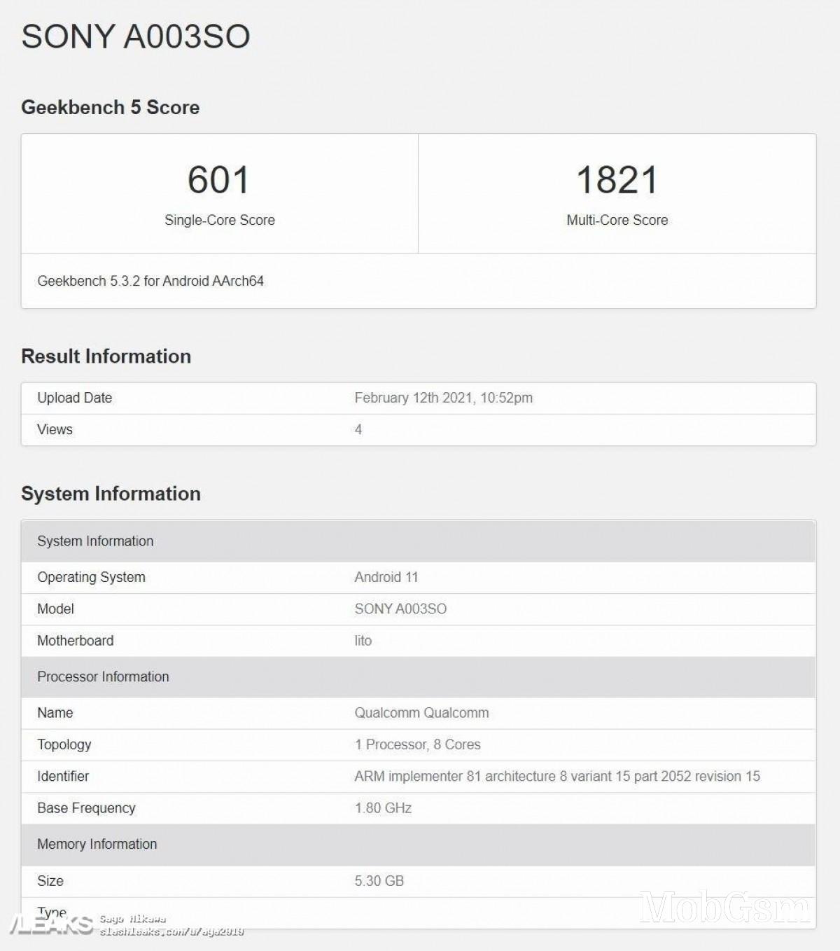 Sony Xperia 10 III appears on Geekbench with a Snapdragon 765G chipset