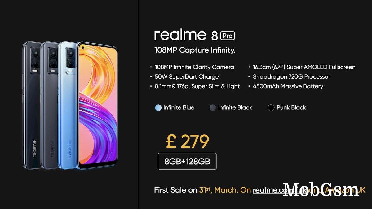 Realme 8 Pro unveiled with 108 MP main camera, 50W dart charging, Realme 8 tags along