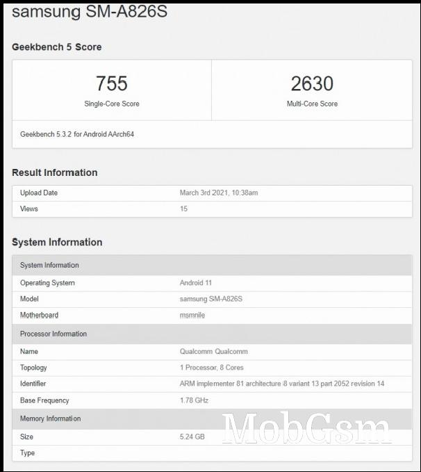 Samsung Galaxy A82 5G pops up on Geekbench with Snapdragon 855+