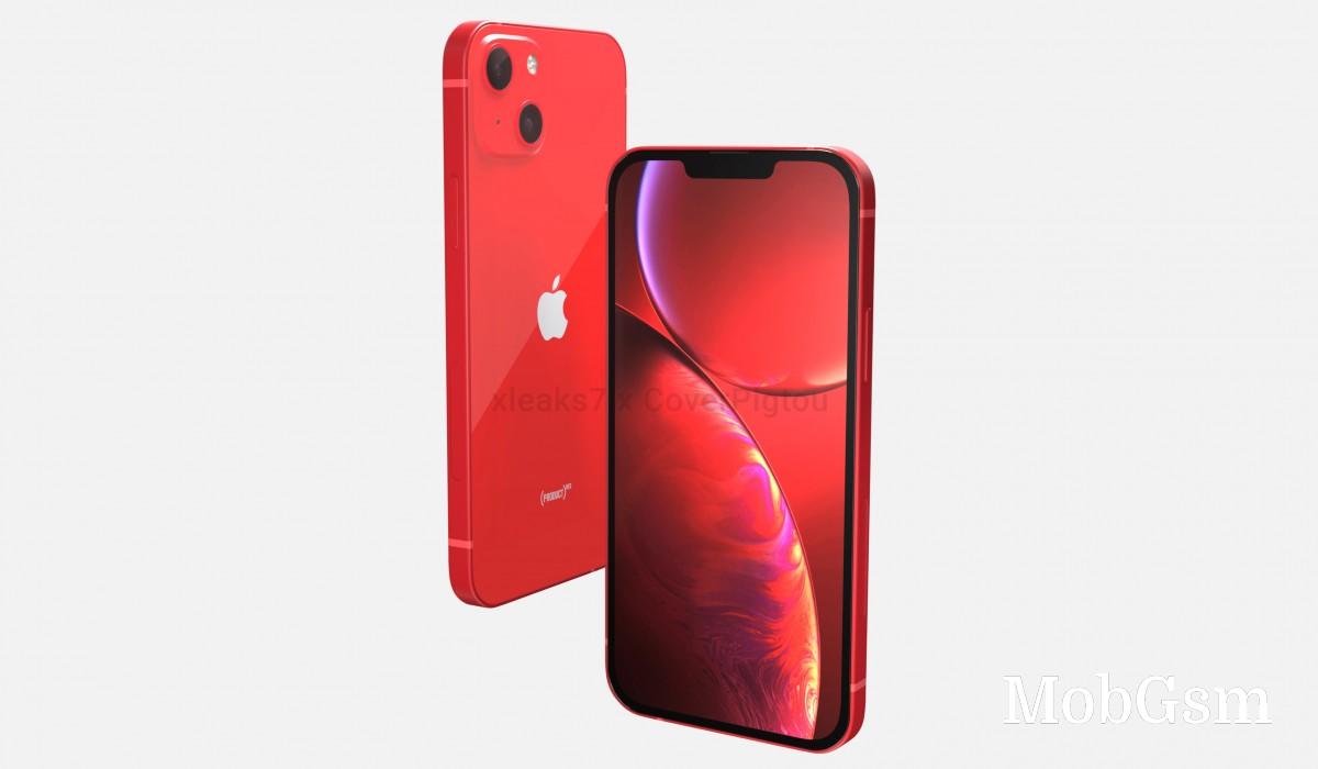 Apple iPhone 13 in Product Red appears in renders