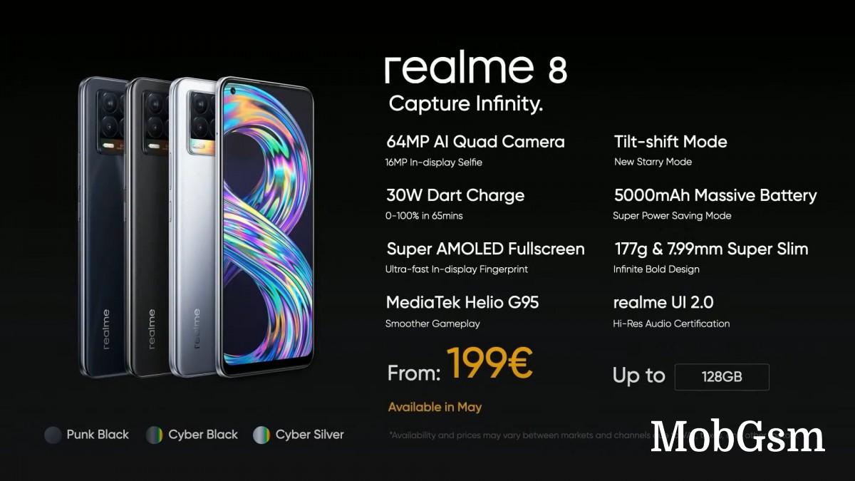 Realme 8 and Realme 8 5G are coming to Europe in May, both priced at €200