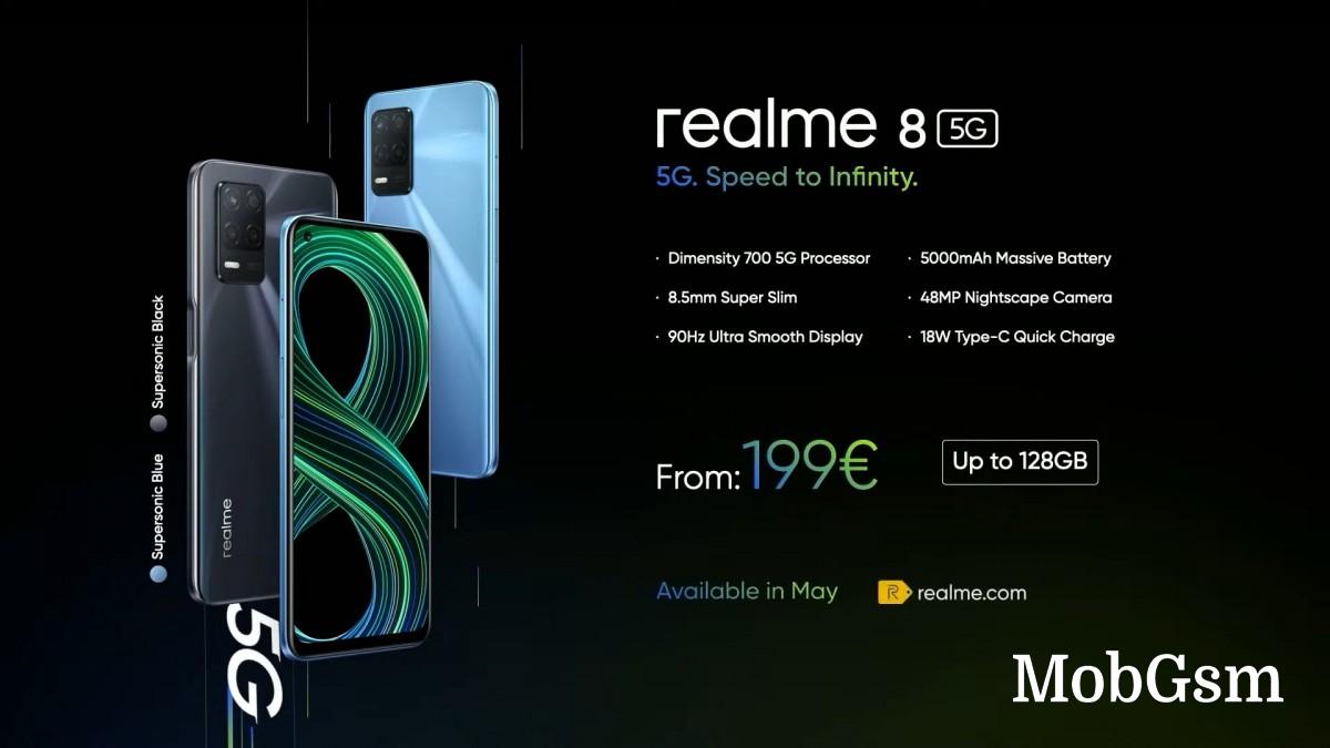 Realme 8 and Realme 8 5G are coming to Europe in May, both priced at €200