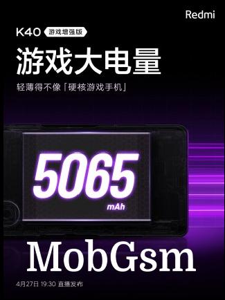 Redmi K40 Gaming Edition battery and charging speed posters