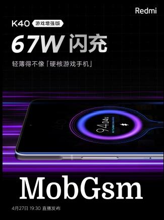 Redmi K40 Gaming Edition battery and charging speed posters