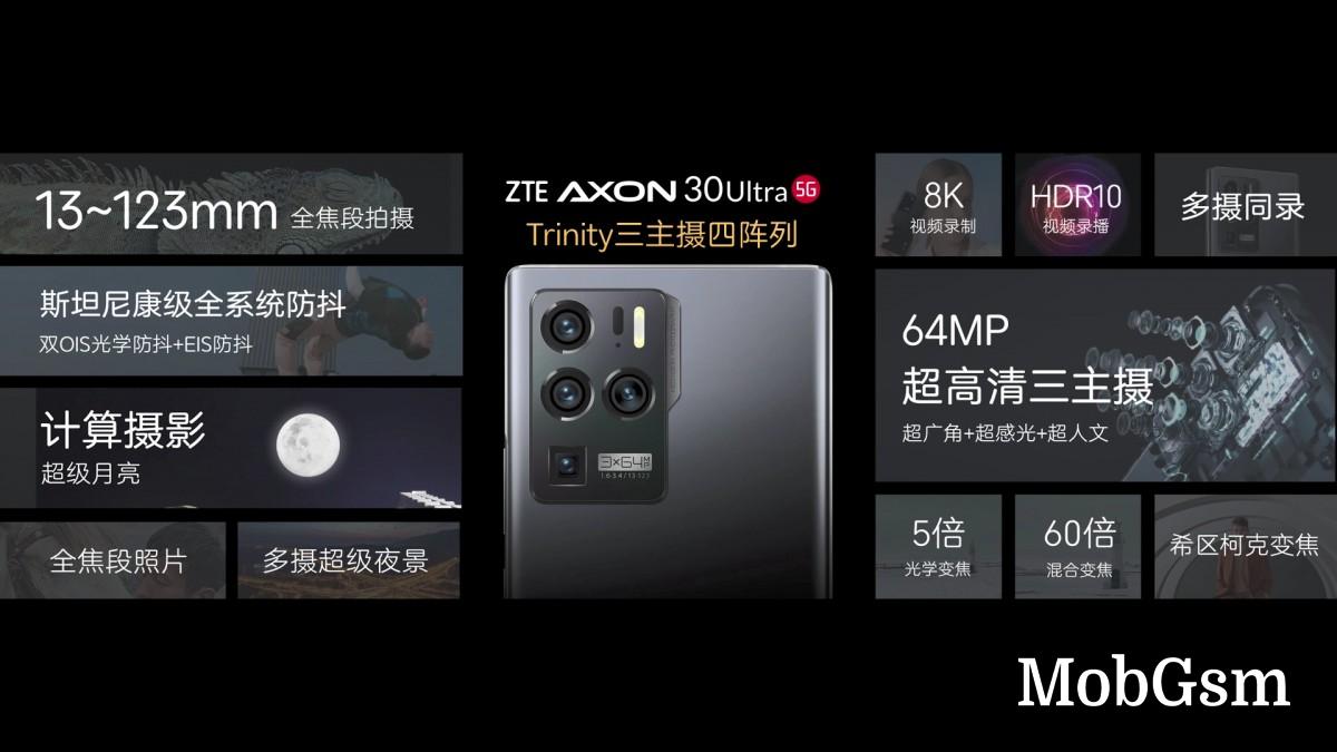 ZTE unveils Axon 30 Ultra with triple 64 MP cameras plus periscope, Axon 30 Pro follows with S888