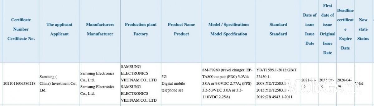 3C certification reveals Samsung Galaxy Z Fold3 will come with 25W charger