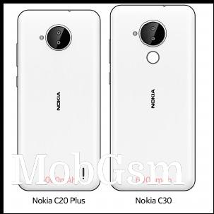 Nokia C20 Plus and Nokia C30 drawings showing 5,000 mAh and 6,000 mAh batteries, respectively