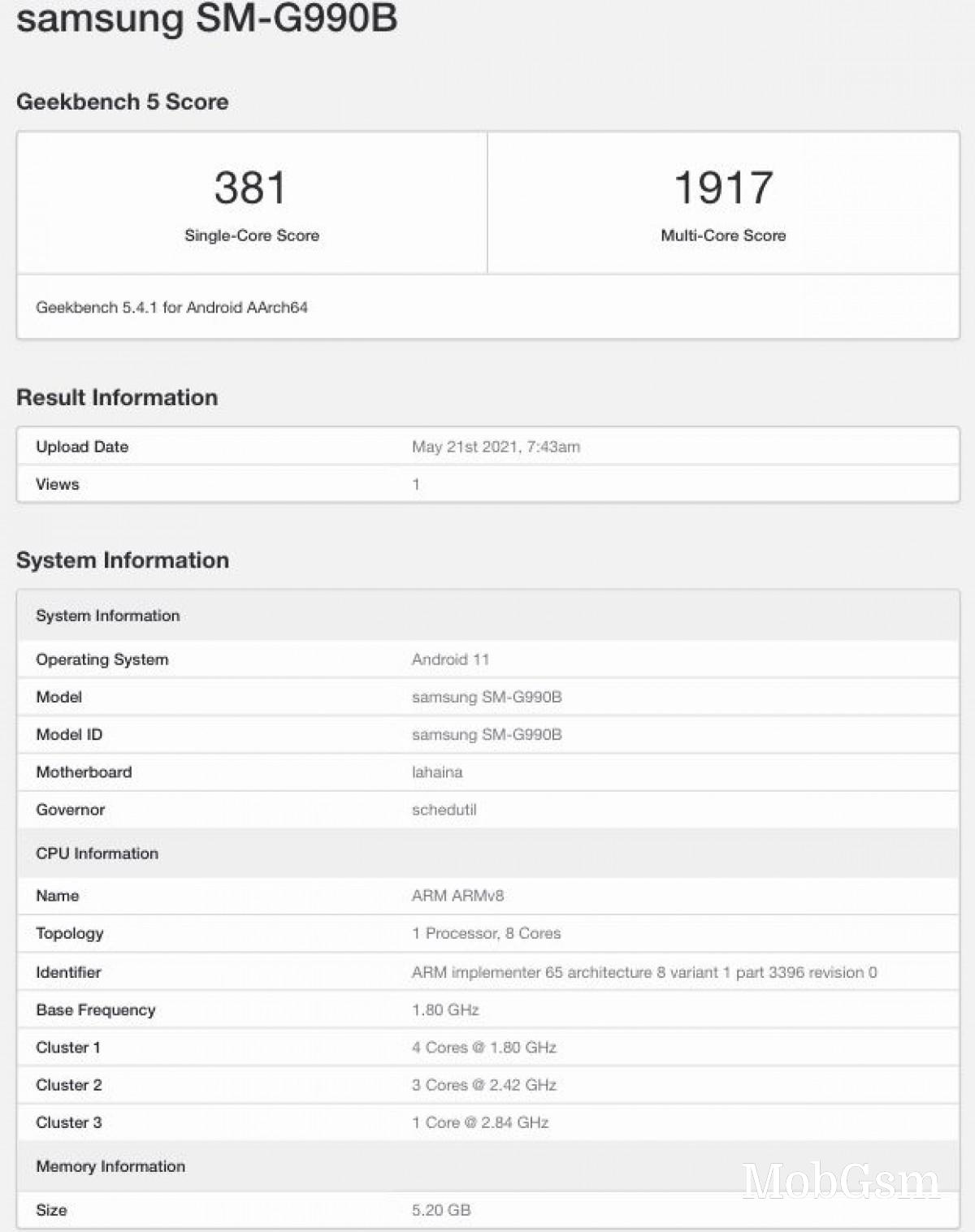 Samsung Galaxy S21 FE will have Snapdragon 888, according to Geekbench