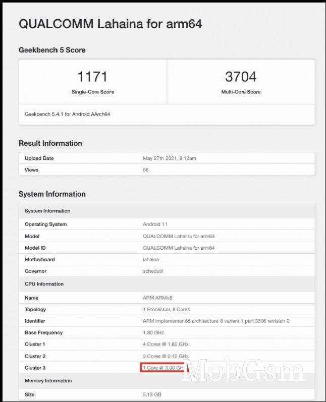 Snapdragon 888+ listing on Geekbench