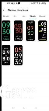 Watch faces available on the HeyTap Health app