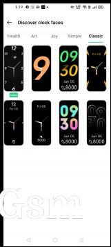 Watch faces available on the HeyTap Health app