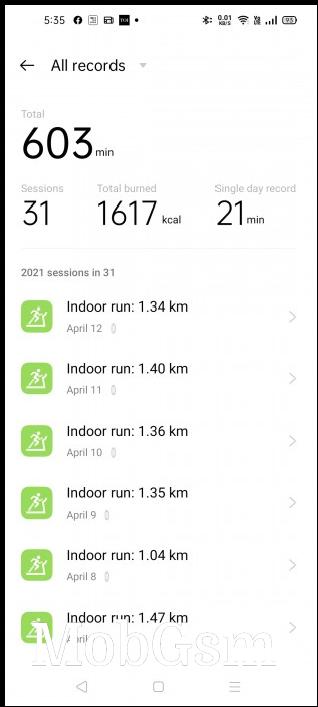 Workout data