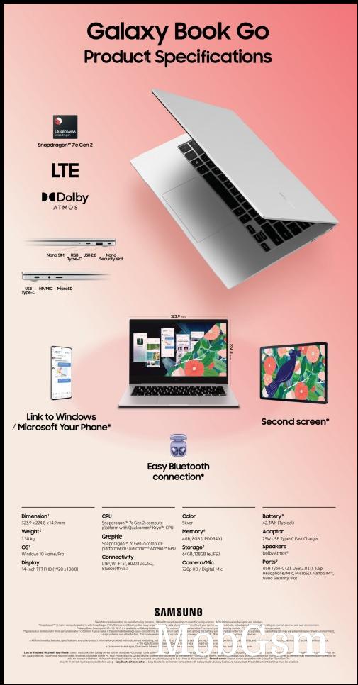 Samsung Galaxy Book Go key specs